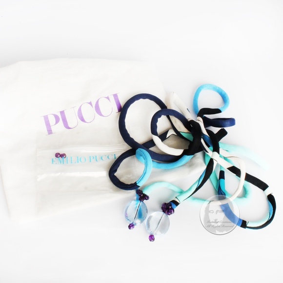 Emilio Pucci Belt Silk Jersey Print Rope with Glass Bead Tassels in Pouch Y2K - Picture 3 of 6